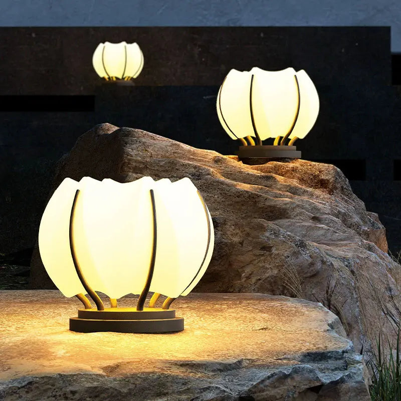 lampe sol moderne blanc doré ip65 led 85265v autonome translucide aluminium garantie2ans
