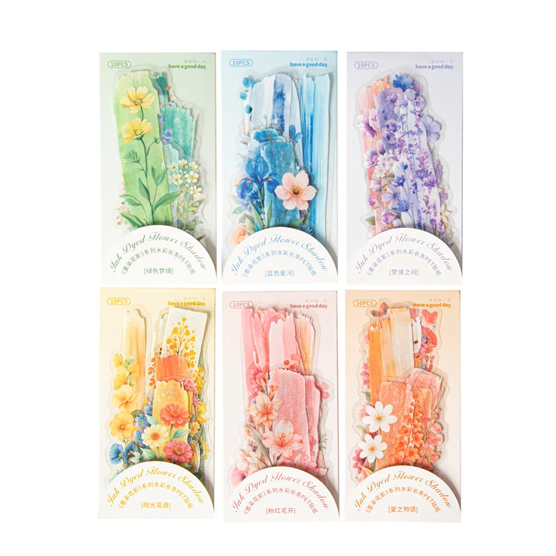 étiquettes décoratives fleurs motifs floraux texte manuscrit bleu vert rose violet blanc illustrations art