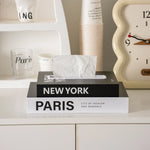 boîte mouchoirs moderne tissu amovible imprimé york paris london noir blanc minimaliste tendance decoration