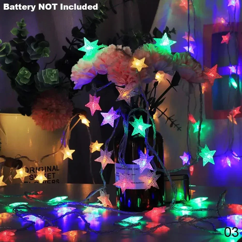 guirlande lumineuse étoiles blanc chaud scintillement noël mariage décoration festive led batterie moderne