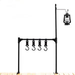 support rangement camping aluminium noir boite vaisselle pique nique suspendu lampe théière