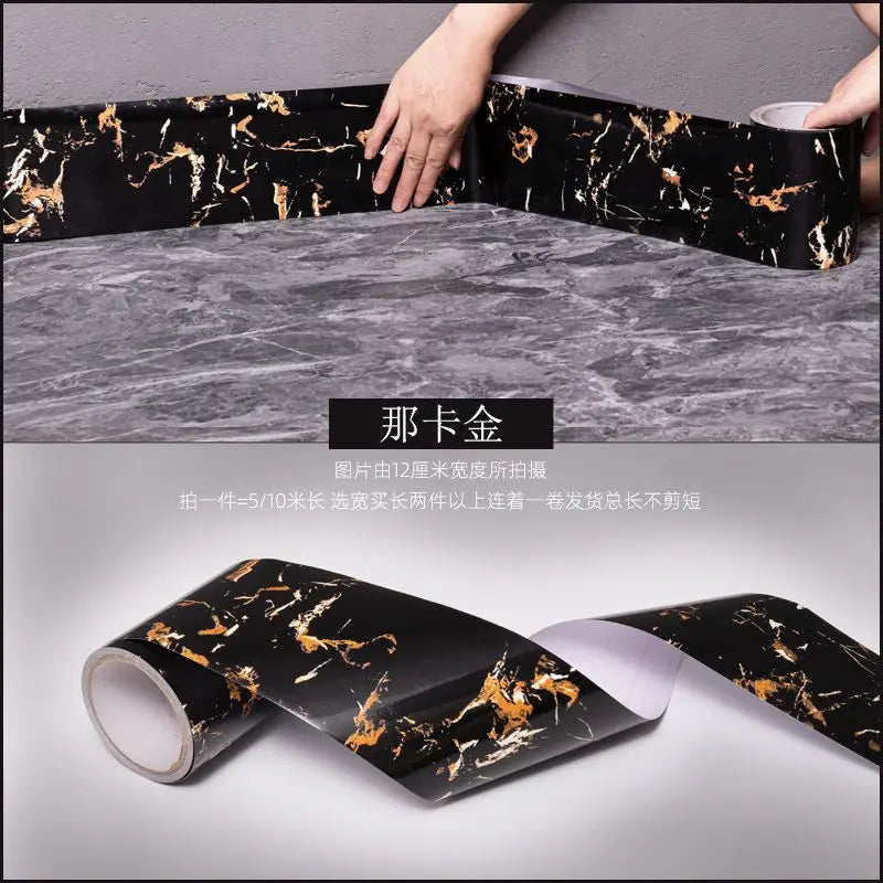 ruban decoratif adhesif or noir blanc marbre brillant moderne mur carrelage porte fenetre