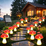 lampe solaire champignon rouge blanc moderne modes LED facile jardin extérieur nocturne festive