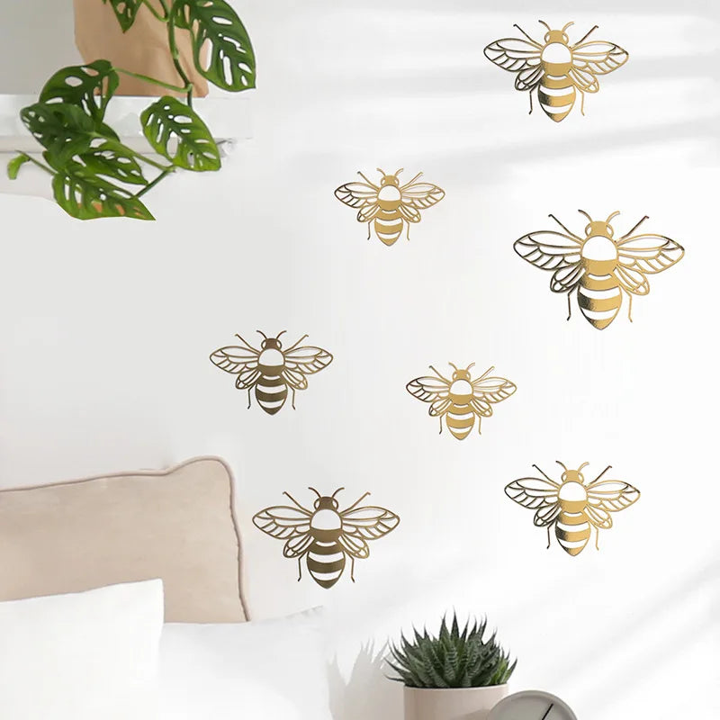 autocollants abeilles or noir moderne minimaliste adhésif 12 pièces chambre enfant décoration intérieure festive