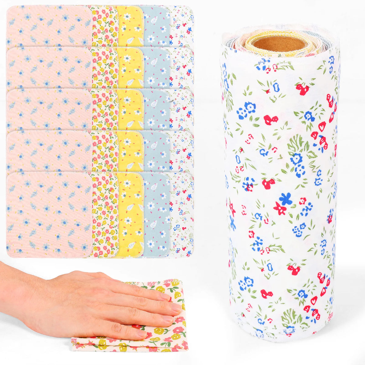 serviettes réutilisables coton colorées fleurs clips modernes nettoyage écologiques 30pcs
