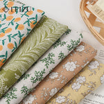 tissu coton lin floral orange feuilles blancs vintage naturel 180x150cm 45x150cm 90x150cm résistance abrasion