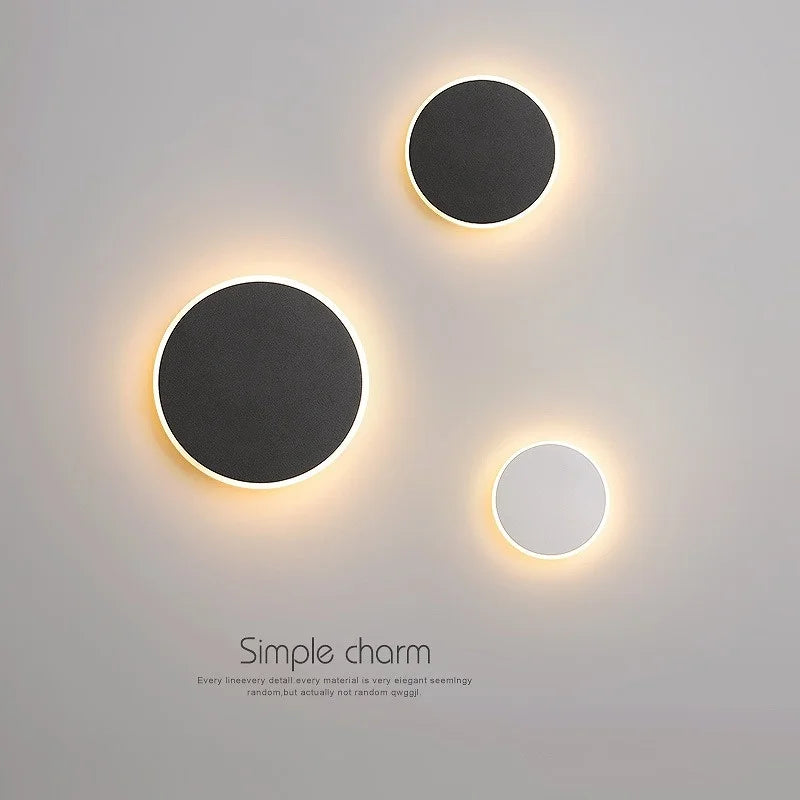 applique murale moderne led noir blanc éclairage circulaire minimaliste fixée mur tactile sans interrupteur