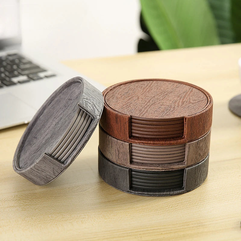 coasters texture bois gris marron moderne pièces boîte rangement elasthanne