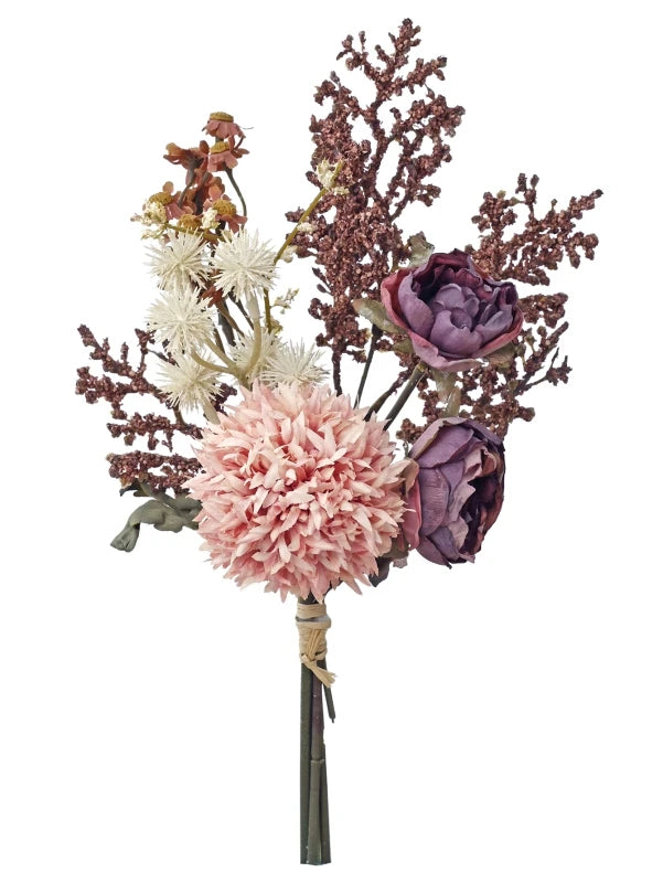 bouquet séché fleurs artificielles pivoine blanc rose beige doré vase boîte présentation intérieurDecorationMaisonFete