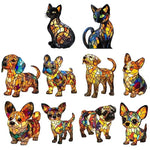 lampe posée chien multicolore mosaïque art deco résine opaque chambre salon