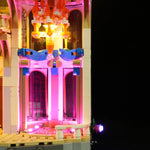 château construction lego disney lumiere led details architecturaux portes fenetres statues