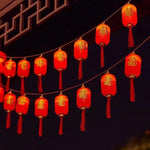 décoration festive lanternes chinoises rouge caractères chinois guirlande lumineuse éclairage noël nouvel an mariage