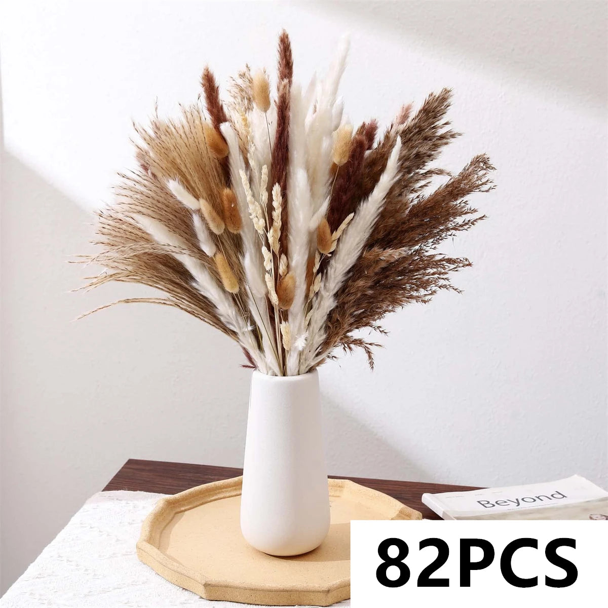 bouquet fleurs séchées naturel blanc beige rustique décoration maison anniversaire mariage