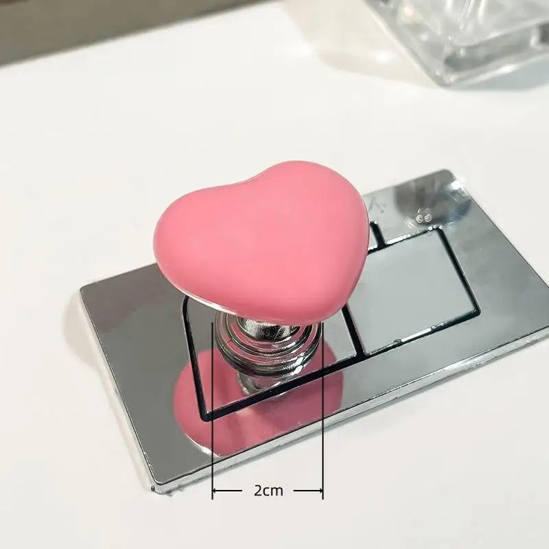 bouton toilette forme cœur rouge blanc jaune rose moderne salle bain adhésif fixe plaque