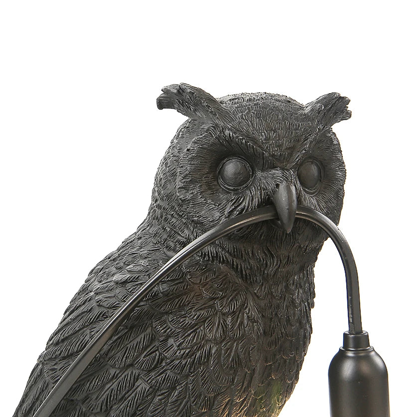 lampe poser oiseau noir plumes modernes artistique chambre coucher led table chambre