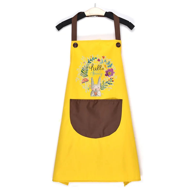 tablier sans manches korean waterproof polyester cartoon motif hello spring pochette élastique