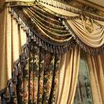 rideaux floral vert foncé motifs végétaux broderies semi transparents baroque