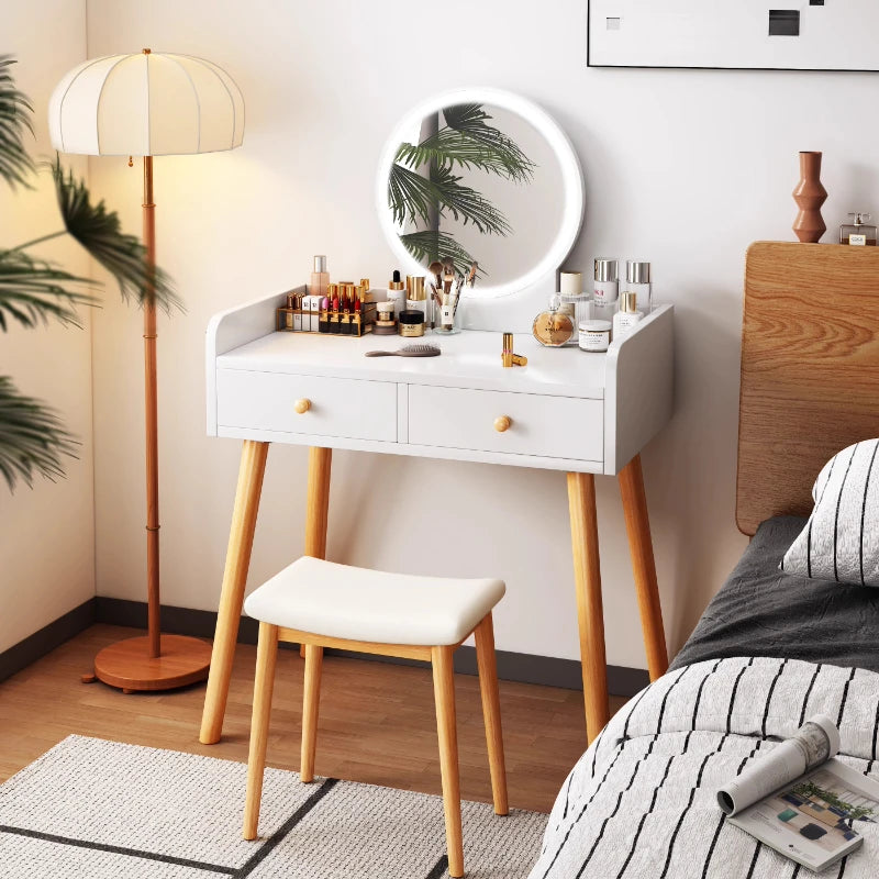 maquillage blanc moderne tiroirs chaise miroir lampe cosmétiques