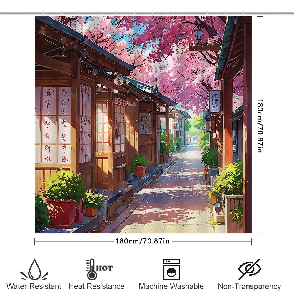 rideau douche artiste scénique fleurs cerisier opalescent annelures métalliques multicolore durable