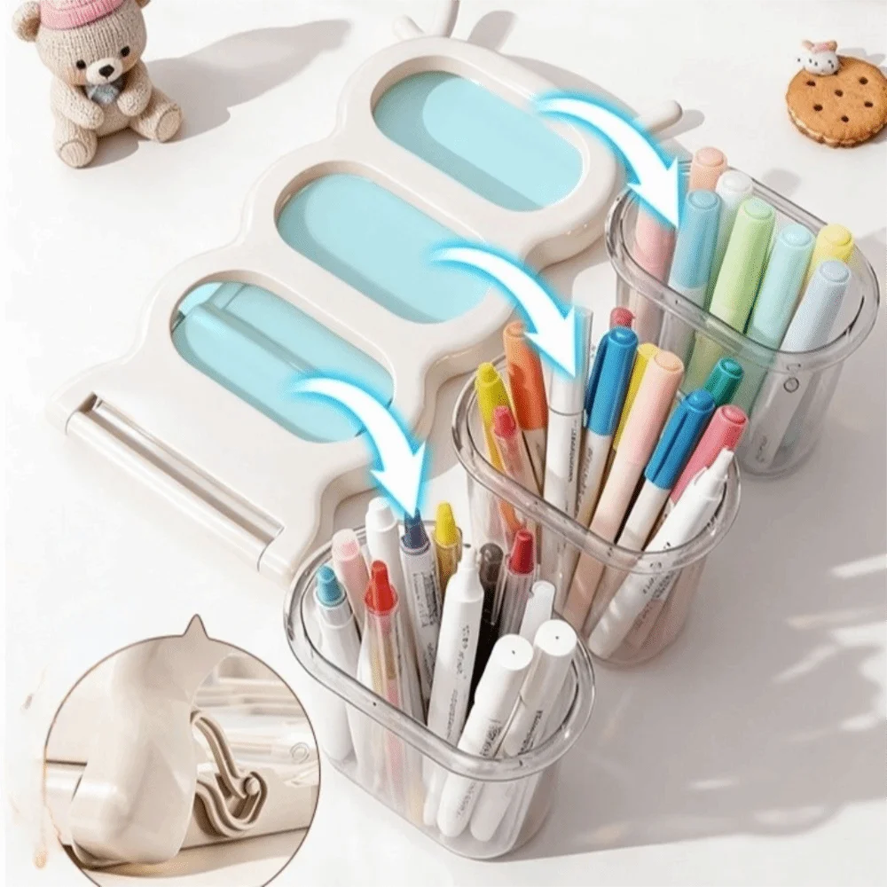 organisateur multinefs renne blanc beige compartiments transparents stylos crayons feutres ciseaux rangement multifonctionnel
