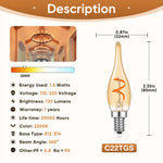 ampoules led vintage transparentes dorées spirale orange e12 e14 2200k 25000h 85mm