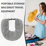coussin voyage velours gris bleu forme remplissable clips poignées transport