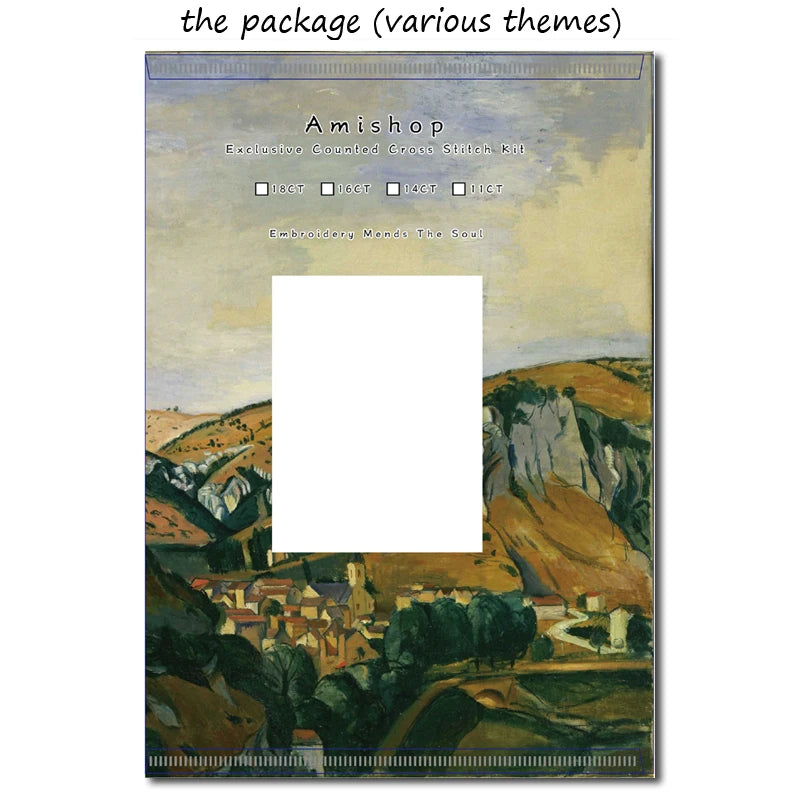 kit broderie personnages paysages multicolore coton feutre aiguilles toile aida carte papier