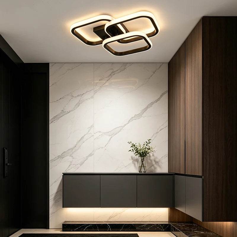 lampe led noire blanche minimaliste carré superposé éclairage intérieur salon chambre restaurant