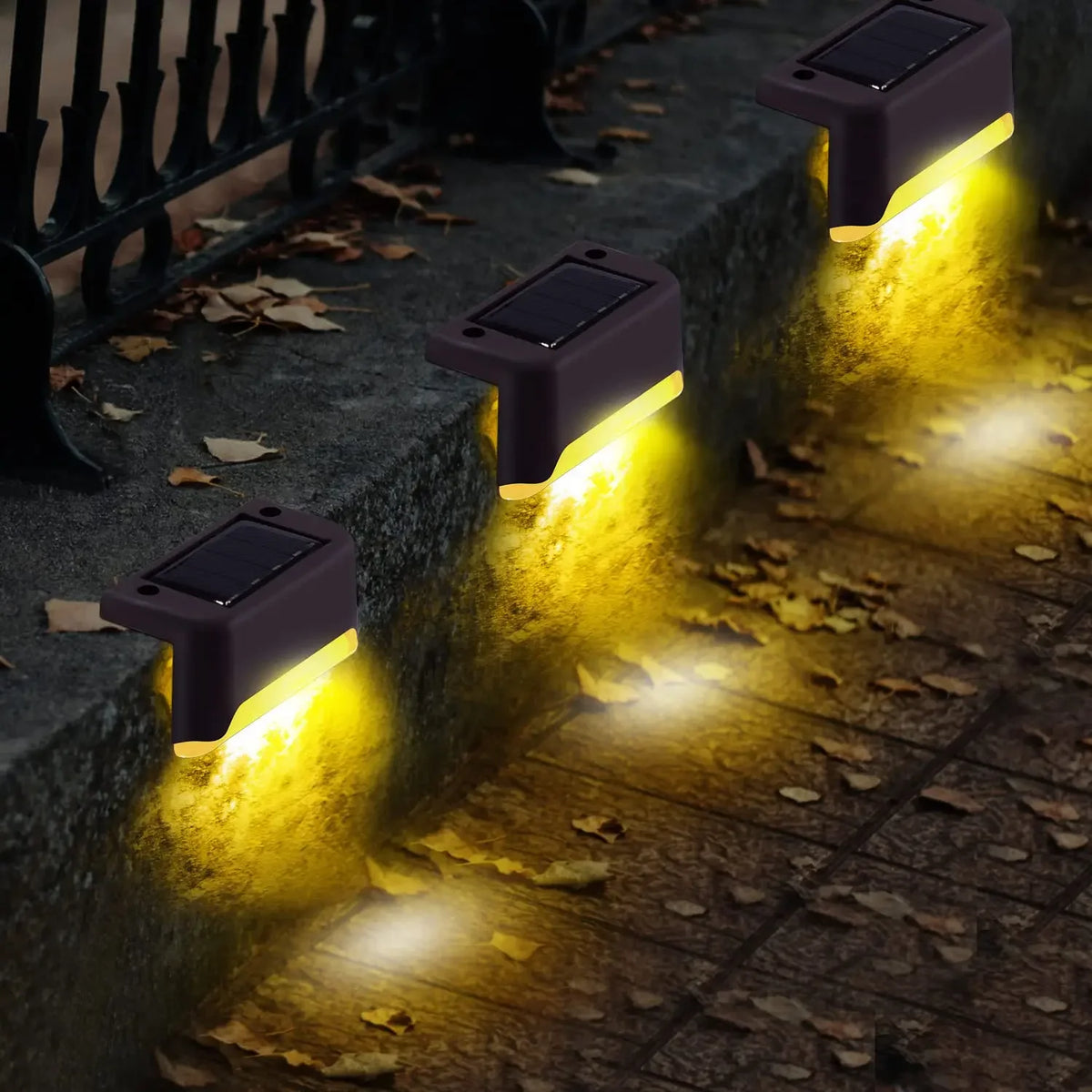 lampe solaire extérieure led escalier jardin cour marche clôture étanche autocollante moderne