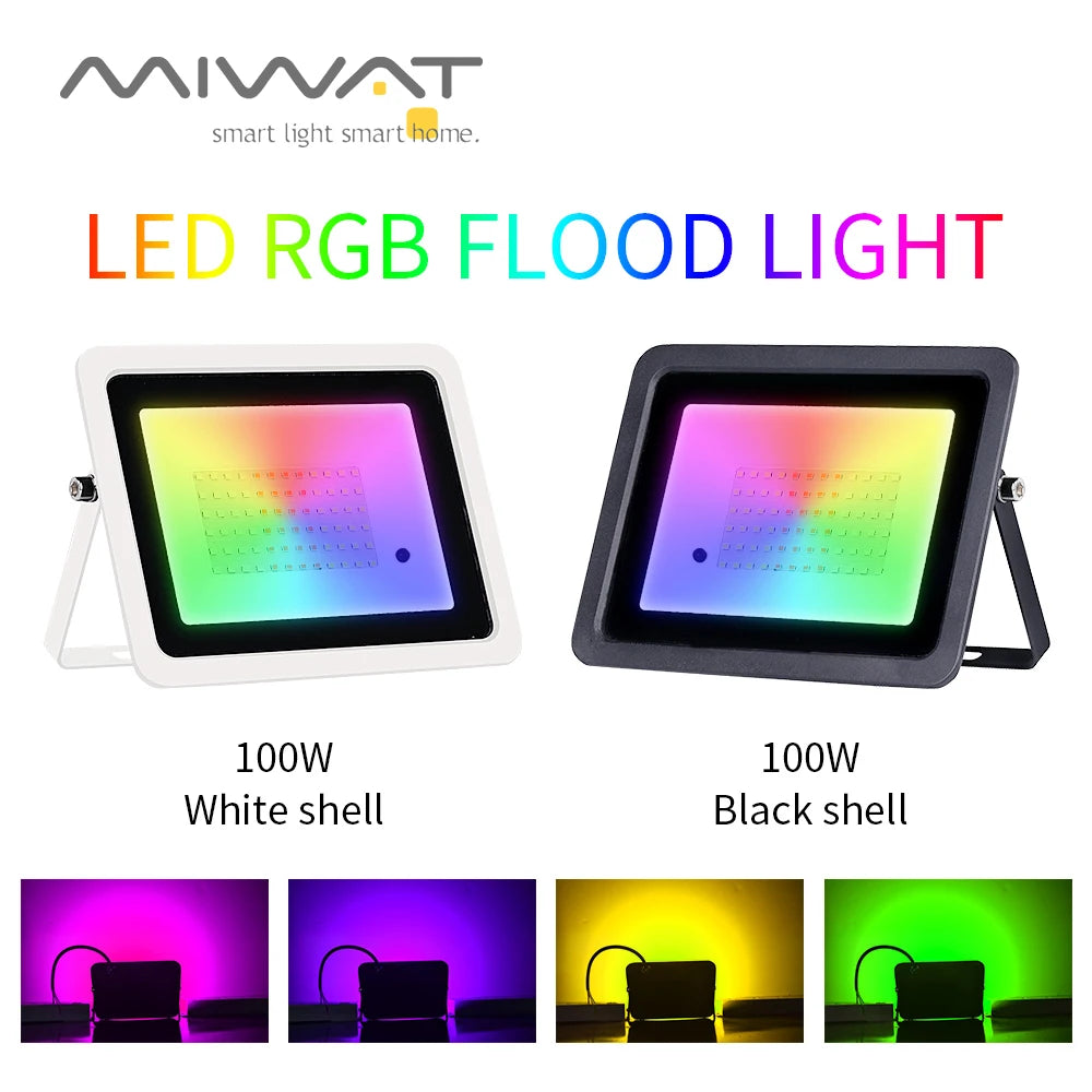 projecteur led rgb blanc noir moderne certification ip68 étancheextérieur télécommande