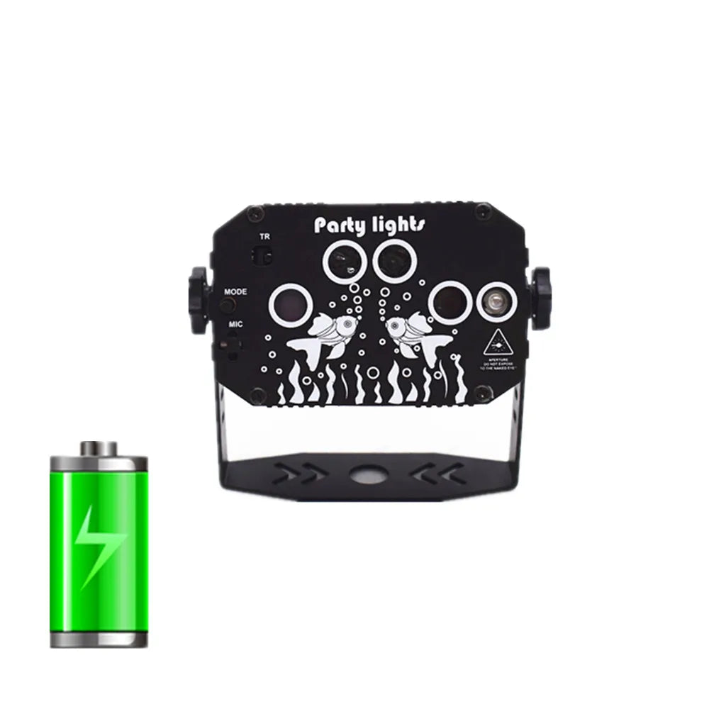 projecteur laser noir imprimé blanc moderne interrupteur modes capteur son ventilateur poignée fixations tringle