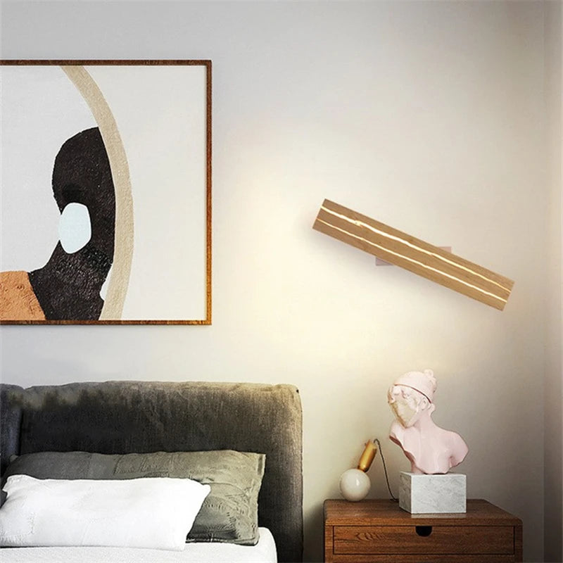 lampe murale led bois moderne minimaliste chaleureuse éclairage intérieur 30cm 50cmversible lumière chaude