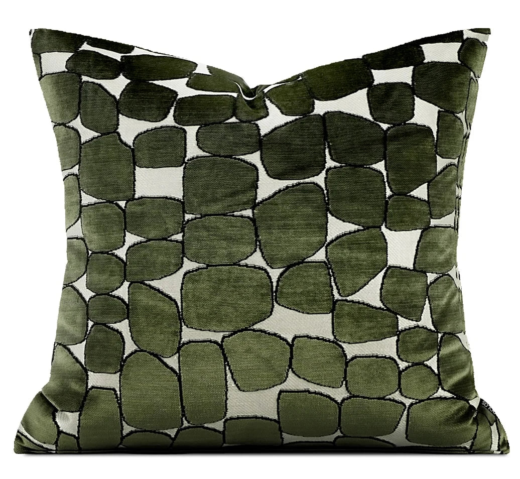 housse coussin jacquard géométrique or blanc moderne décoration canapé chaise maison carré polyester