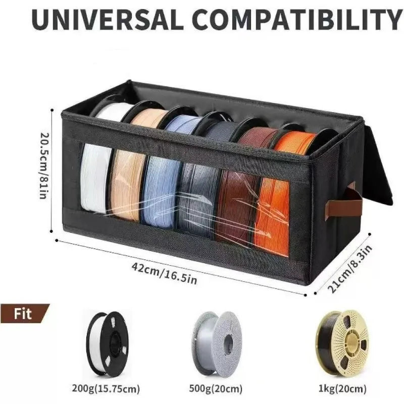 boîtes rangement filaments 3D noir tissu imperméable moderne pliables poignées cuir PLA PETG TPU
