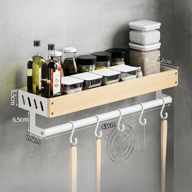 étagère murale bois marron bouteilles condiments huile d'olive moderne vis fixations rechargeable multifonctionnelle