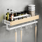 étagère murale bois marron bouteilles condiments huile d'olive moderne vis fixations rechargeable multifonctionnelle