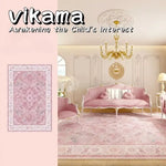 tapis rose ornements floraux texture douce classique salon chambre moderne