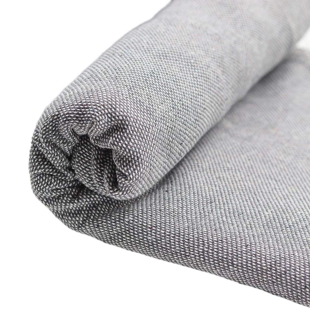 tissu polyester gris clair texture fine moderne bordures franges blanc lavable machine 1.5x4m