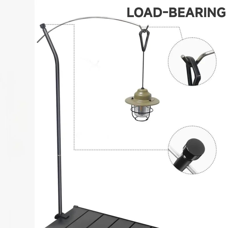 support lampe camping aluminium noir clips portable réglableextérieur moderne camping pique nique