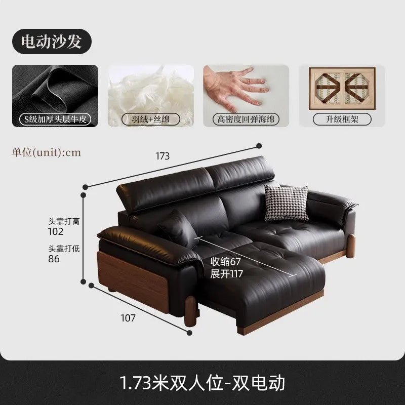 canapé d'angle moderne simili cuir noir confortable coussin marron salon adulte