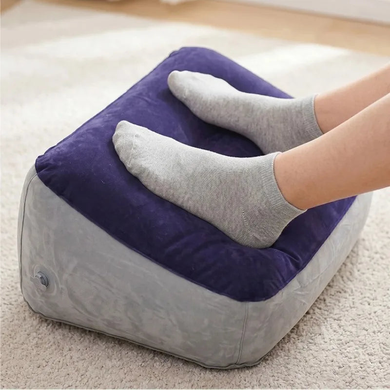 coussin gonflable pvc gris violet velours moderne massage relaxation voyage