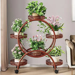 meuble plantes moderne blanc marron doré ajouré barreaux verticaux roulette grille bord relevé