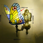 applique murale art nouveau papillon verre coloré bleu rouge verte fixée mur blanc or