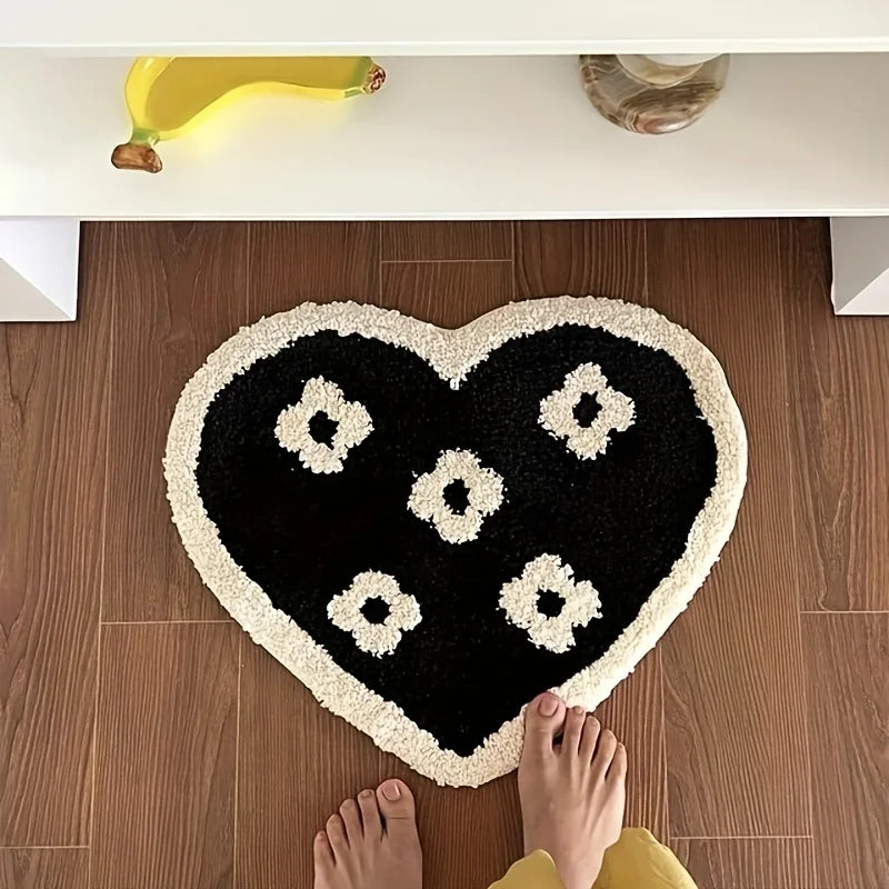tapis coeur motifs floraux moderne polypropylène imperméable antidérapant salon chambre bleu violet