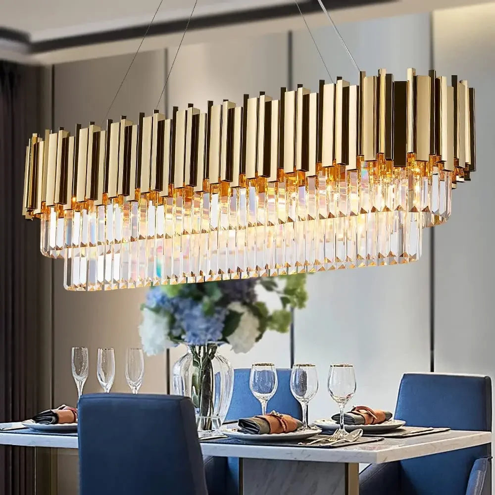 suspension lumineuse moderne or pendants transparents cristal élégants chaînes suspendues lumière dimmable 90v 260v