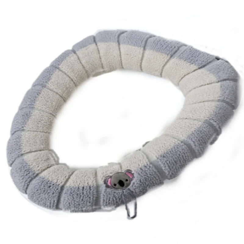 coussin toilette portable gris bleu vert rose rayures doux confortable poignée élastique