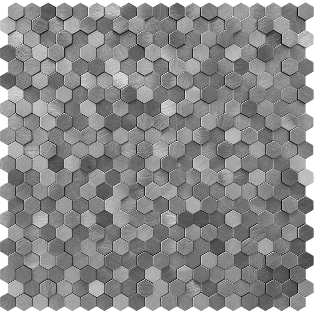 mosaïque murale 3d hexagonale métallique brossée moderne minimaliste vert marron gris beige autoadhésive