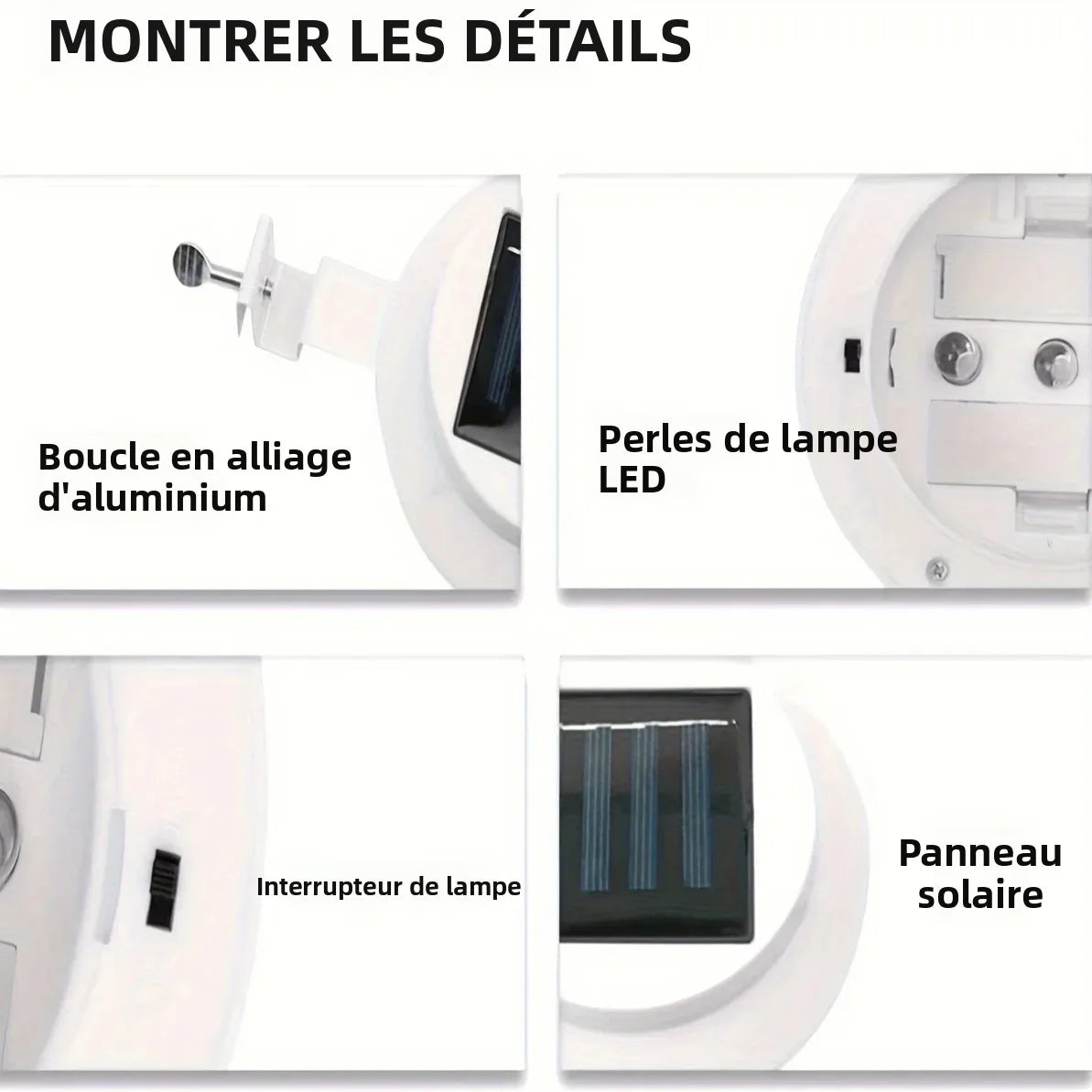 lampe solaire moderne led blanc résistante eau ip65 clips extérieure maison trottoir jardin