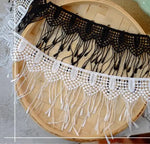 ruban dentelle franges blanc noir classique soluble eau ecologique maille polyestermètre artisanat decoration