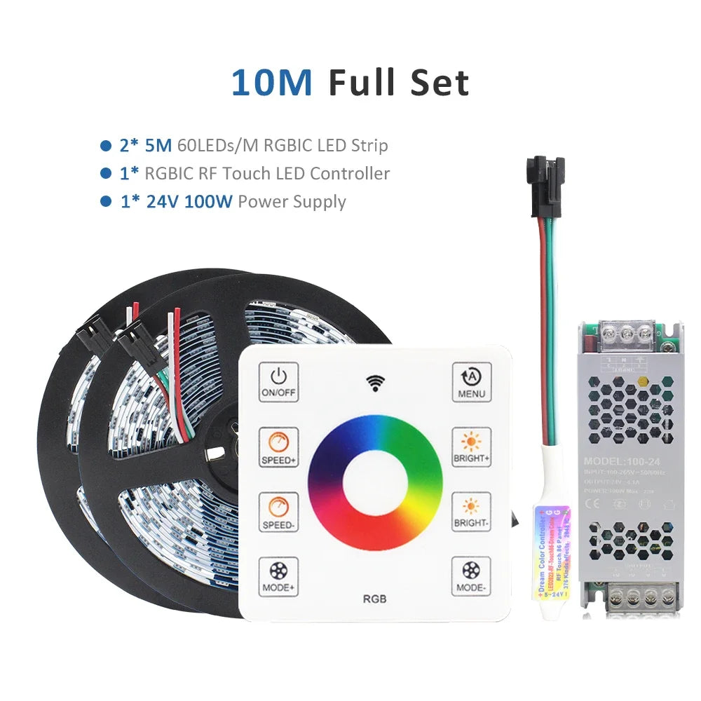 Ruban led 60 diodes rgb adhésif contrôle rf moderne chevaux multicolore